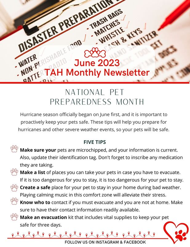 Tracy Animal Hospital Newsletter - National Pet Preparedness Month